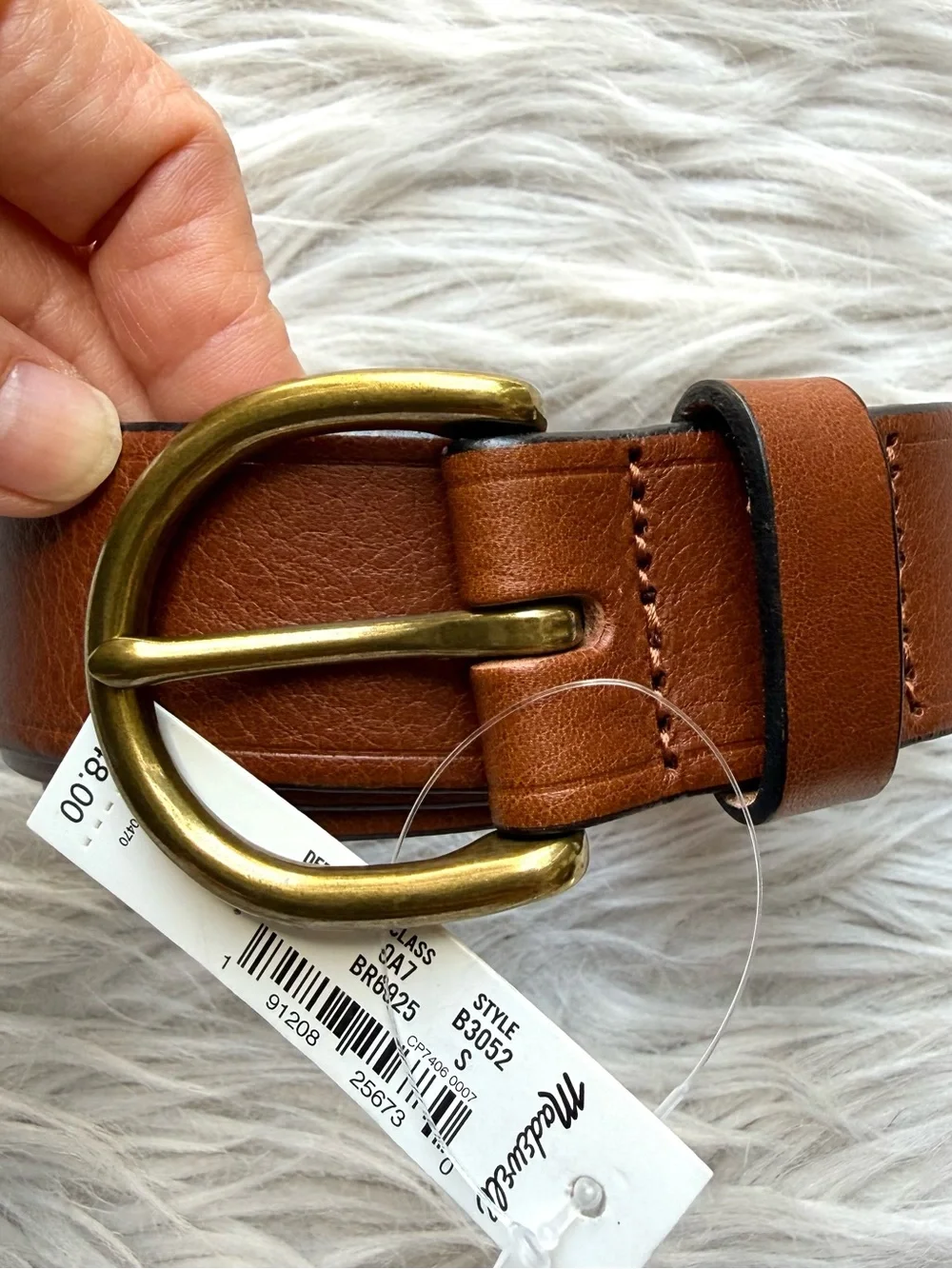 New Madewell Genuine Leather Belt Brass Horseshoe Buckle Women’s Small S NWT